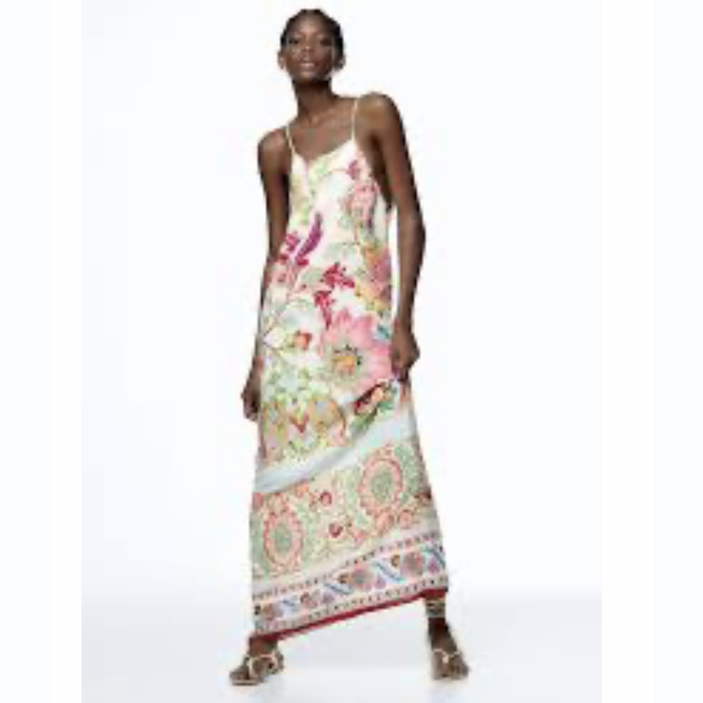 ZARA Floral Maxi Dress Size Small NWT - Picture 7 of 12